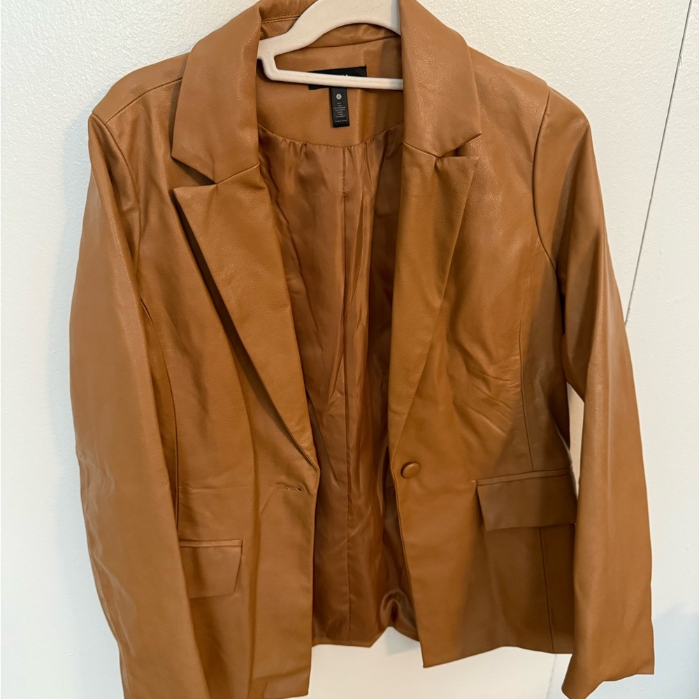 Tan Leather Women's Blazer